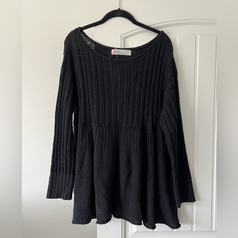 Free People black tunic babydoll sweater